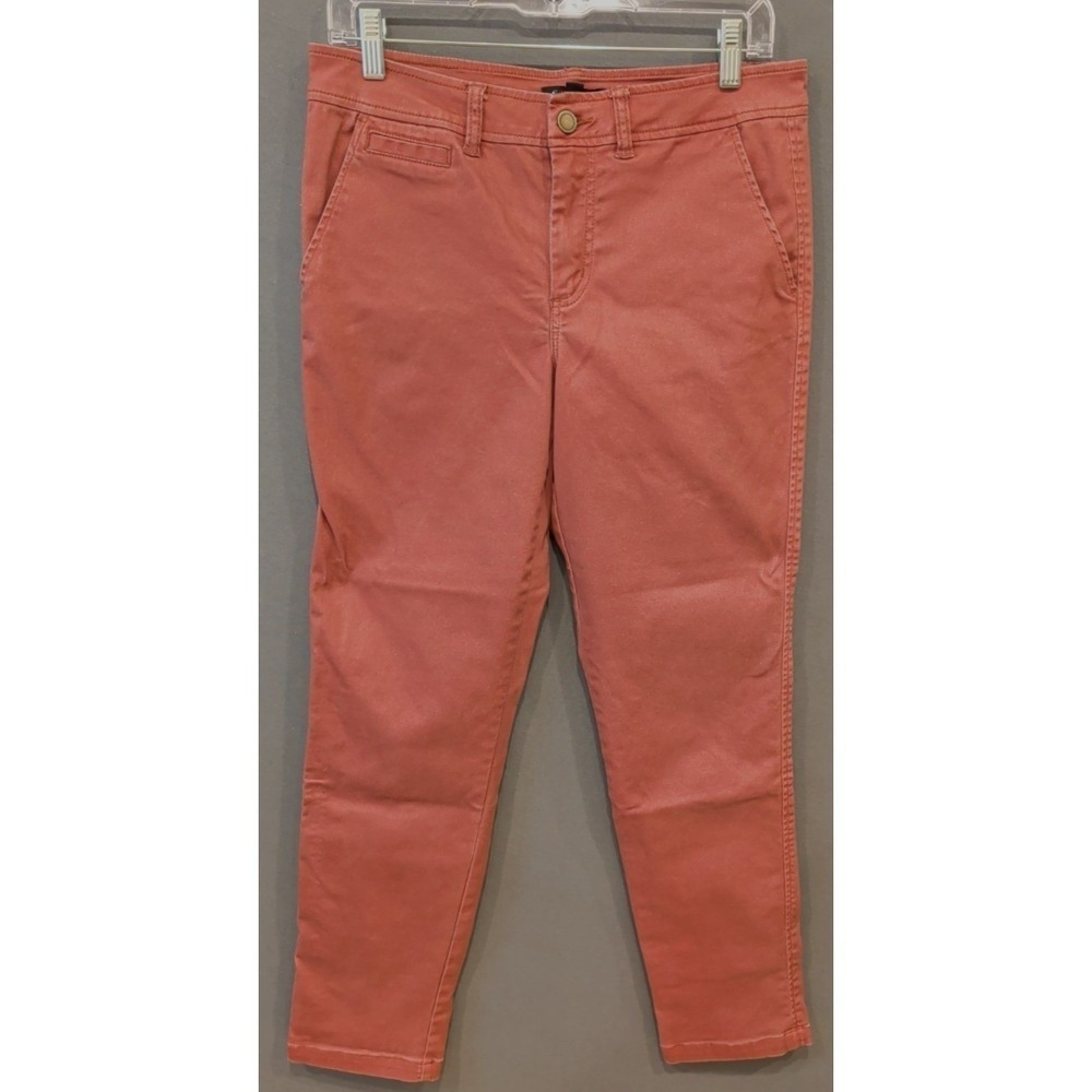 4Hawthorn Womens Size 8 Salmon Pink Stretch Chino Pants Casual‎ Slim Ankle